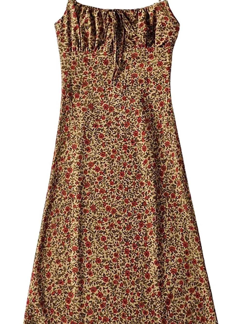 NWT Floral Slip Midi Dress in Green and Red (m) - Picture 2 of 7